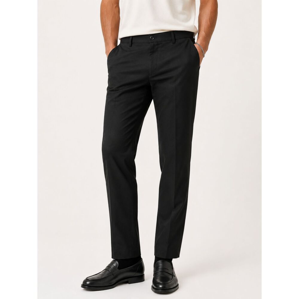 Tallia Black Wool Dress Pants Men's 32x30 Slim Flat Front Stretch Career